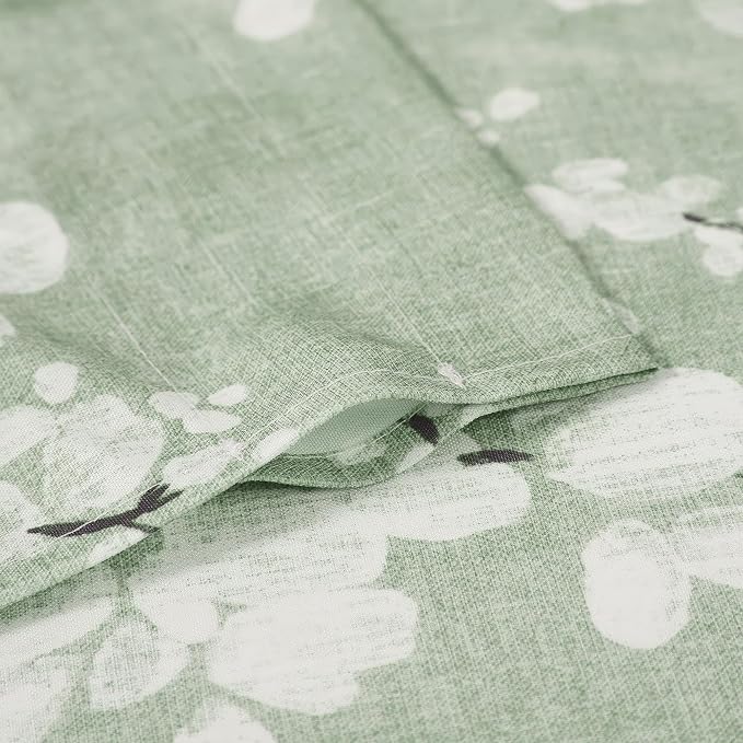 FMFUNCTEX Green Window Valance Curtains for Living Room White Floral Print on Canvas Kitchen Valance for Bathroom Basement Window Top Botanical Blossom 54” W x 15" L 1 Panel