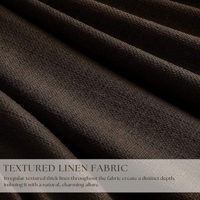 Pleat Chocolate Brown Curtains 108 Inches Long 2 Panels Set for Living Room Memory Shape Pinch Pleated Drapes 100% Black Out Linen Blend Window Ceiling Curtains with Hooks Rings for Office 9 FT