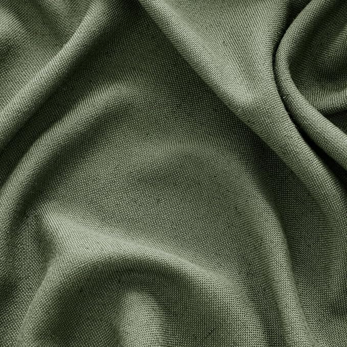 MIULEE Non-See-Through Privacy Linen Curtains 2 Panels, Olive Green Light Filtering Window Curtains Farmhouse Textured Back Tab Semi Sheer Drapes for Bedroom Living Room 90 Inches Long Dark Green