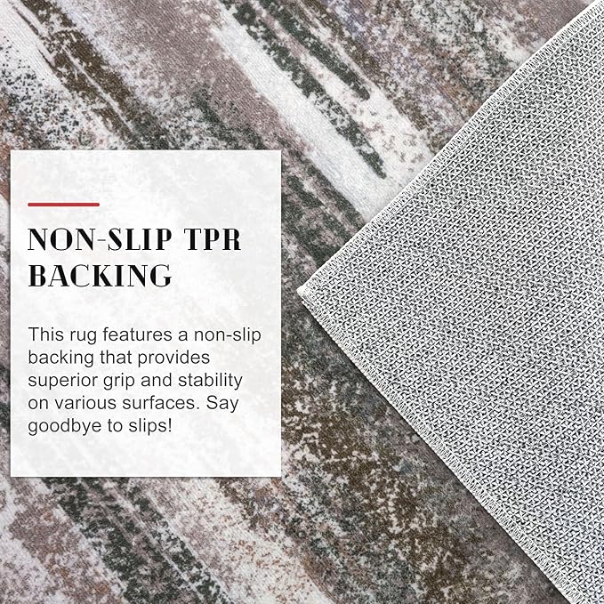 Lansny Modern Abstract Entryway Rug Indoor 2x3 Washable Rug Non-Slip Soft Small Area Rug Dark Light Brown White Kitchen Mats Thin Print Faux Wool Floor Carpet Throw Rugs Backdoor Mat for Entry