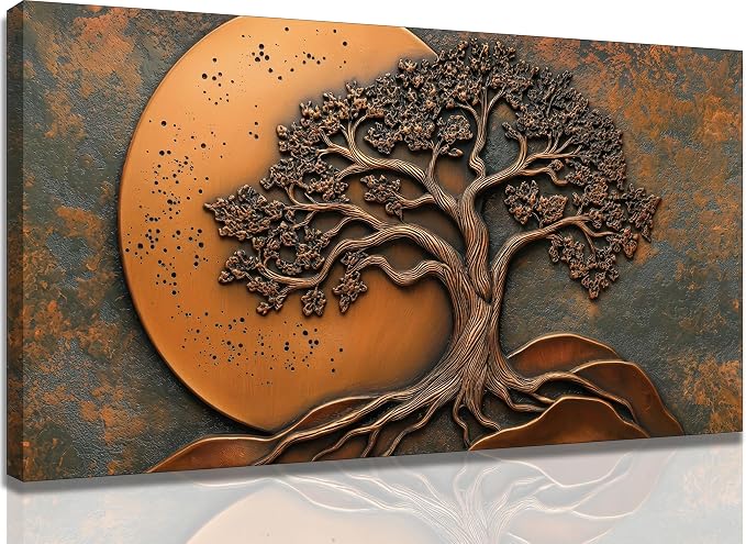 Large Tree of Life Canvas Wall Art Nature Abstract Big Tree Painting Picture Wall Decor moon Botanical Poster Print Artwork for Living Room Bedroom Office Hotel Pictures