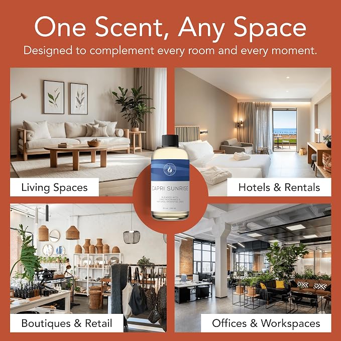 Aroma Country Capri Sunrise Luxury Diffuser Oil Refill (4 Fl Oz) | Hotel-Inspired • Long-Lasting Home Fragrance • for Aromatherapy, Reed Diffusers, Diffuser Machines & Room Sprays