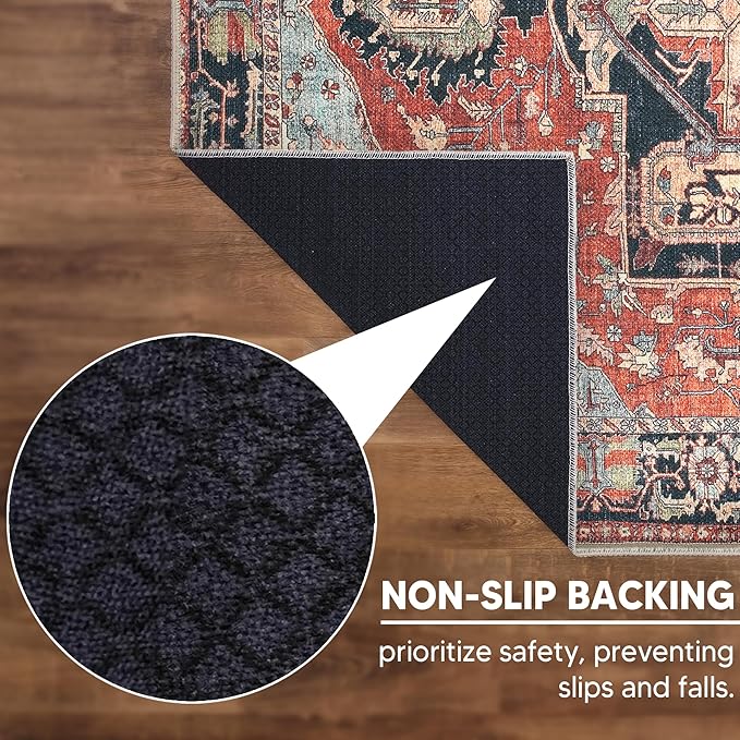 Keen Home Design 30"x120" Rug - Machine Washable Runner Rug with Non-Slip Backing, Ideal for Hallway, Entryway, Kitchen, Laundry Room - Vintage, Easy Clean, Durable, Low Pile - (2'6" x 10')