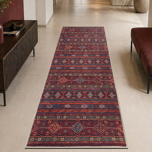 Keen Home Design 30"x144" Rug - Machine Washable Runner Rug with Non-Slip Backing, Ideal for Hallway, Entryway, Kitchen, Laundry Room - Vintage, Easy Clean, Durable, Low Pile - (2'6" x 12')