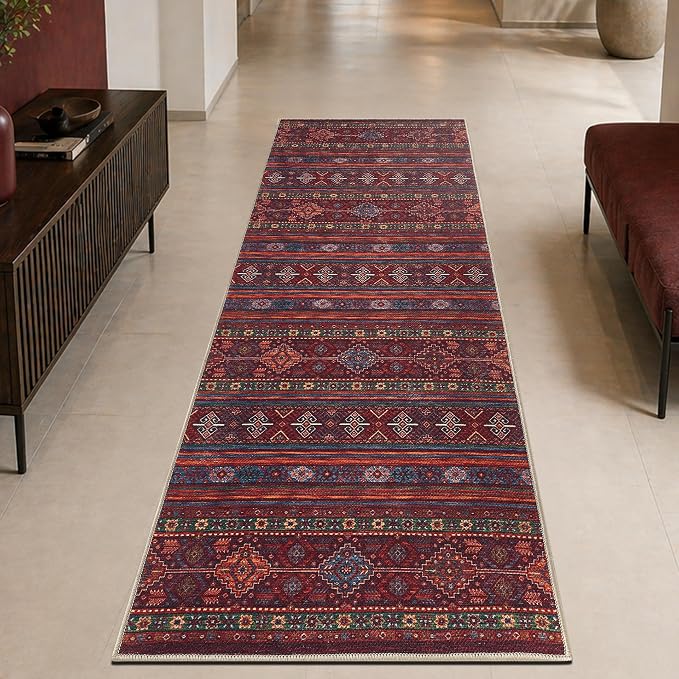 Keen Home Design 30"x120" Rug - Machine Washable Runner with Non-Slip Backing, Ideal for Hallway, Entryway, Kitchen, Laundry Room - Vintage, Easy Clean, Durable, Low Pile Rug - (2'6" x 10')
