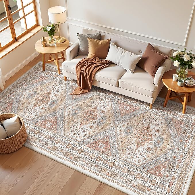 zesthome 4x12 Runner Rug for Hallway, Low-Pile Wide Runner for Entryway, Long Washable Non-Slip Kitchen Rug, Soft Modern Home Decor Mat for Living, Laundry Room(Orange,4'x12')