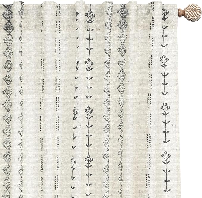 Lino Rosa 63 Inch Length Curtains,Sheer Linen Farmhouse Drapes 63 Inches Long 2 Panels Set
