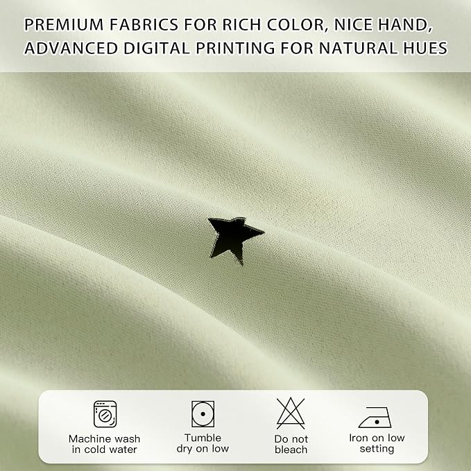 XiDi Star Blackout Sage Green Curtains 63 inch Length 2 Panels Set Chic Thermal Insulated Grommet Room Darkening Window Drapes for Nursery Kids Girls Bedroom Living Room W52 x L63 Light Green