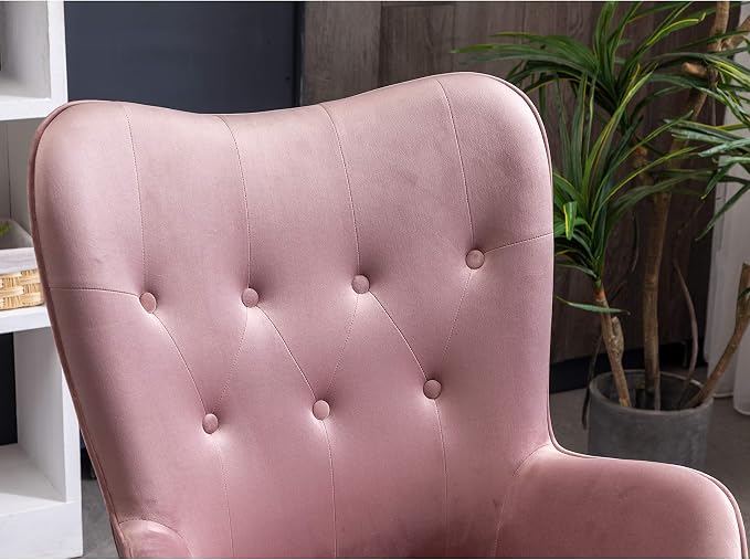 Roundhill Furniture Doarnin Contemporary Silky Velvet Tufted Button Back Accent Chair, Mauve