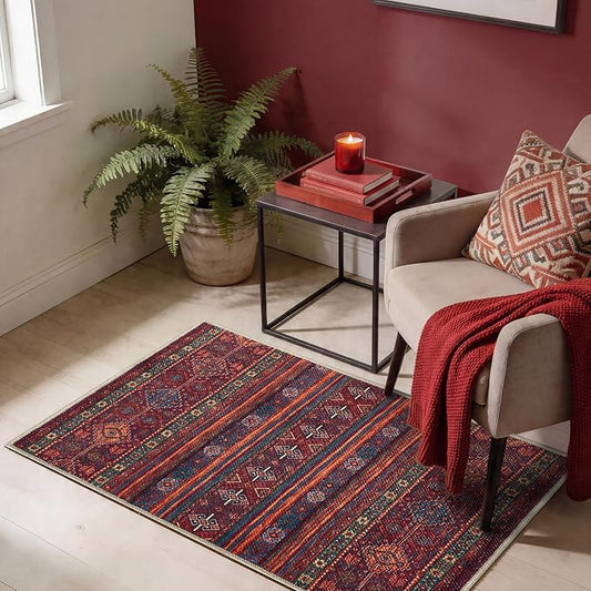 Keen Home Design 2x3 Rug - Machine Washable Entry Rug with Non-Slip Backing, Ideal for Enteryway, Kitchen, Bathroom, Laundry Room - Vintage, Easy Clean, Durable, Low Pile Rug - (2' x 3')