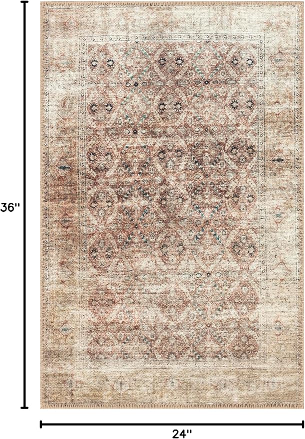 Keen Home Design 24"x36" Rug - Machine Washable Entry Rug with Non-Slip Backing, Ideal for Enteryway, Kitchen, Bathroom, Laundry Room - Vintage, Easy Clean, Durable, Low Pile - (2' x 3')