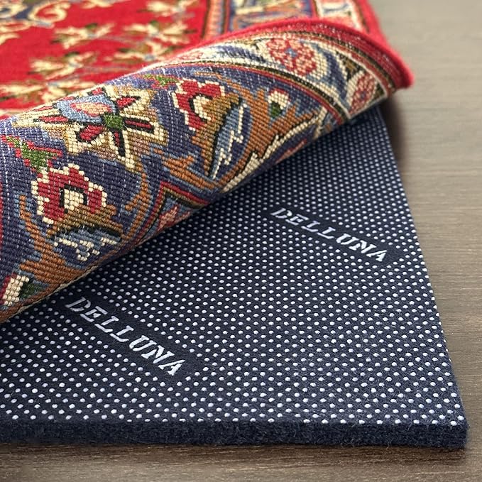 DELLUNA Non-Slip Area Rug Pad 2'x3', 3/8" Thick Double Side Rubber + Felt, Premium Deluxe Cushioned- Safe for All Floors, Adds Comfort and Protection, Ultra Strong Grip, Stop Rug from Moving.