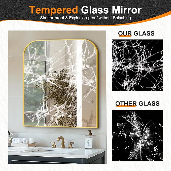 Bathroom Vanity Mirror,36" x 30" Gold Metal Framed Wall Mirror for Over Sink, Living Room, Bedroom,Entryway Decor