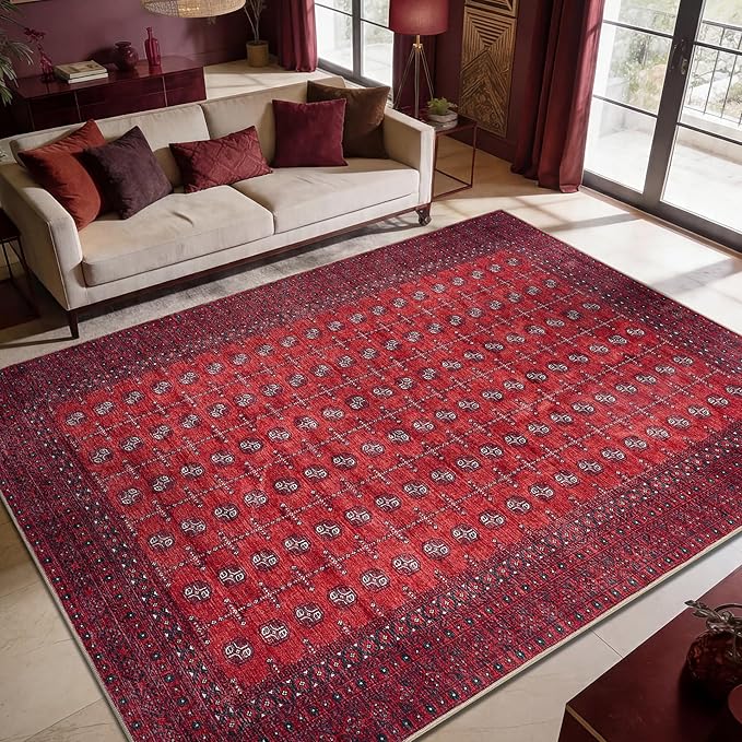 Keen Home Design 10x14 Rug - Machine Washable Area Rug with Non-Slip Backing, Ideal for Living Room, Dining Room, Bedroom - Vintage, Easy Clean, Durable, Low Pile Rug - (9'7" x 14')