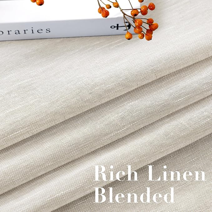 H.VERSAILTEX Linen Curtains 90 inches Long Linen Curtains/Natural Linen Blended Sheer Curtain/Panels/Drapes for Living Room, Home Decorative Privacy Window Treatment Nickel Grommets, Natural