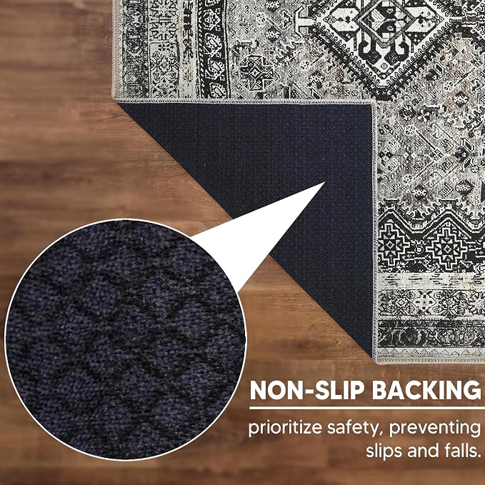 Keen Home Design 30"x120" Rug - Machine Washable Runner Rug with Non-Slip Backing, Ideal for Hallway, Entryway, Kitchen, Laundry Room - Vintage, Easy Clean, Durable, Low Pile - (2'6" x 10')