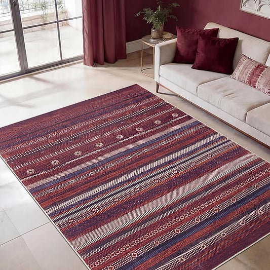 Keen Home Design 5x7 Rug - Machine Washable Area Rug with Non-Slip Backing, Ideal for Living Room, Dining Room, Bedroom - Vintage, Easy Clean, Durable, Low Pile Rug - (5' x 7')