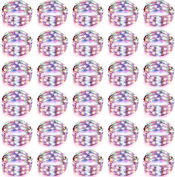 Tuanse 50 Pack LED Fairy Lights Colored Battery Operated String 3 Speed Modes 7 ft 20 LED Starry Wedding Decoration Waterproof Wire Twinkle Light for DIY Jar Bedroom Party Supplies (Rainbow Color)