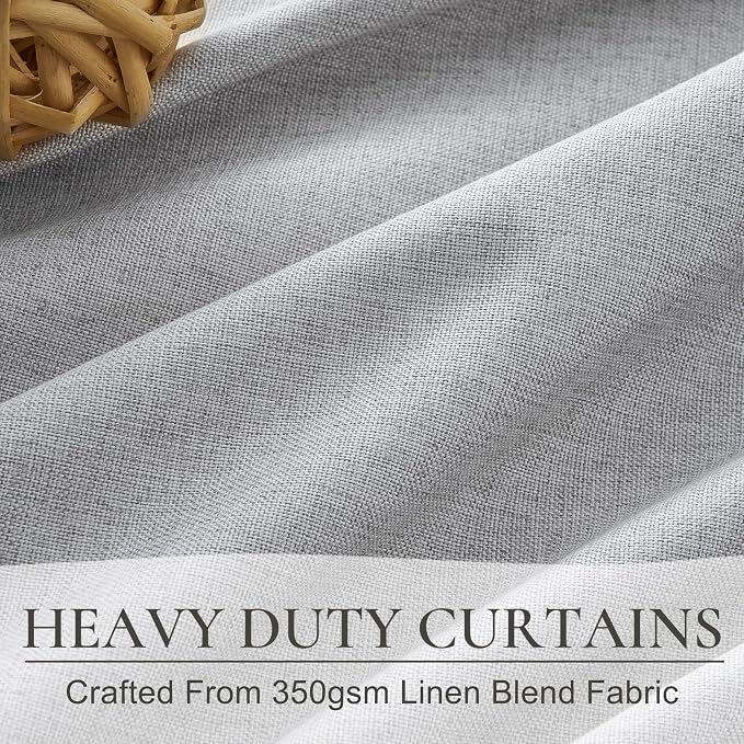 Light Grey Blackout Curtains 96 Inch Length 2 Panels Set for Bedroom, Modern Faux Linen Room Darkening Pleated Gray Burg with Rod Pocket Back Tab Insulated Curtain for Office Sunroom (50"Wx96"Lx2 )