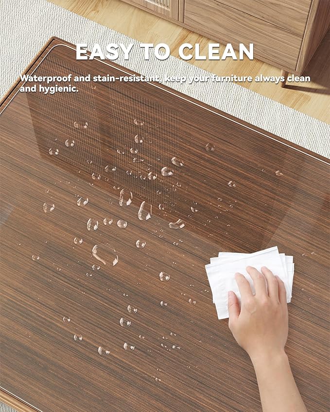 Oterri Clear Writing Desk Pad, 36’’x20” Heat Resistant Waterproof PVC Round Edge Durable Desk Protect Mat, Anti-Static Writing Mat Table Protector
