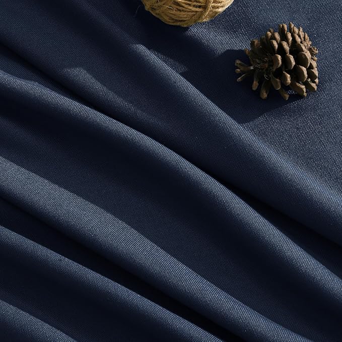 Aersas Navy Linen Curtains 120 Inches Long for Bedroom 2 Panels Back Tab Pocket Drapes Light Filtering Semi Sheer Privacy Dark Blue Curtains for Living Room 52x120