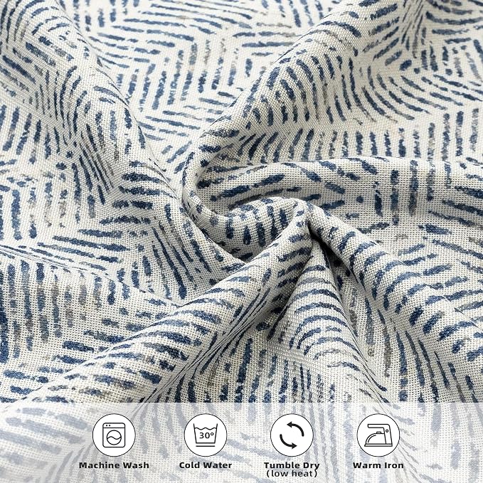 DriftAway Farmhouse Linen Lined Valance Double Layer Thermal Insulated Room Darkening Blackout Window Valances 3 Inch Rod Pocket Striped Kitchen Valance for Bathroom Single 52 x 18 Inch Roman Navy