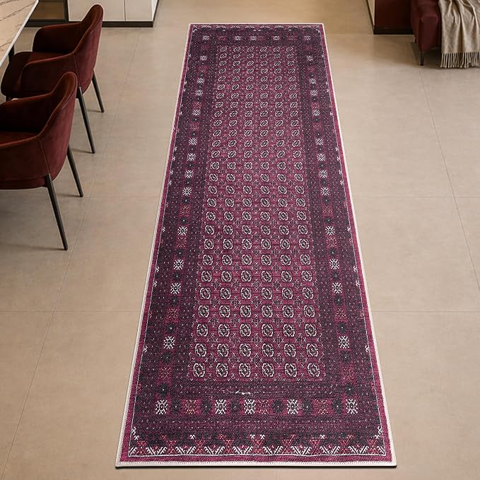 Keen Home Design 30"x120" Rug - Machine Washable Runner with Non-Slip Backing, Ideal for Hallway, Entryway, Kitchen, Laundry Room - Vintage, Easy Clean, Durable, Low Pile Rug - (2'6" x 10')
