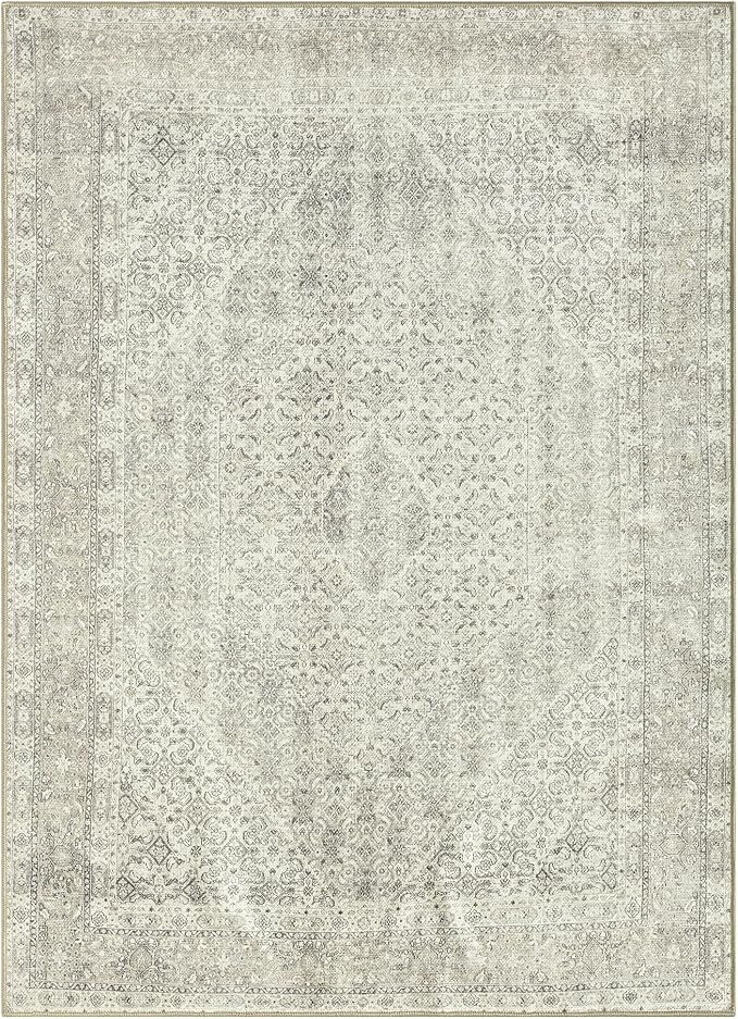 Keen Home Design 48"x72" Rug - Machine Washable Area Rug with Non-Slip Backing, Ideal for Living Room, Dining Room, Bedroom - Vintage, Easy Clean, Durable, Low Pile Rug - (4' x 6')