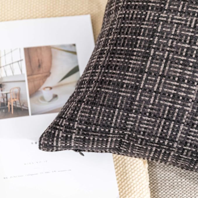 Kevin Textile Outdoor Waterproof Throw Pillow Covers 14x24 Inch Pack of 2 Woven Faux Linen Farmhouse Decorative Water Resistant Lumbar Cushion Covers for Tent Patio Garden Couch Sofa Black