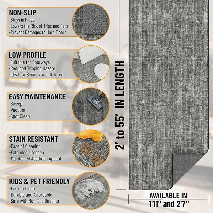 Ottomanson Aisle Runner Rug 2'7" x 50' – Soft Non-Slip Rug, Low Pile Carpet for Hallways, Events, Churches & Extra-Long Indoor Spaces, Solid Brown
