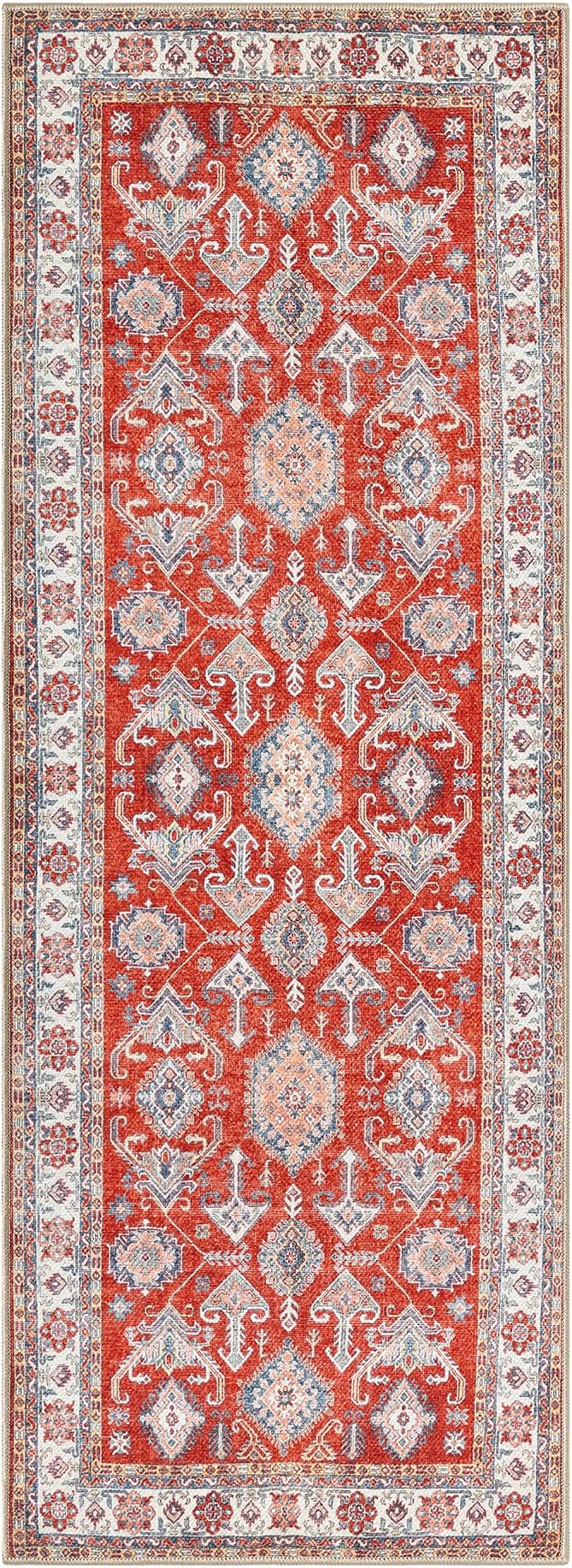 Keen Home Design 30"x120" Rug - Machine Washable Runner Rug with Non-Slip Backing, Ideal for Hallway, Entryway, Kitchen, Laundry Room - Vintage, Easy Clean, Durable, Low Pile - (2'6" x 10')