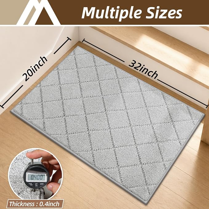COSY HOMEER Edging Stair Treads Non-Slip Corner Indoor Stair Runners for Wooden Steps,Landing Slip Resistant Stair Rugs for Kids and Dogs, 100% Polyester TPE Backing,Grey,20"X32"