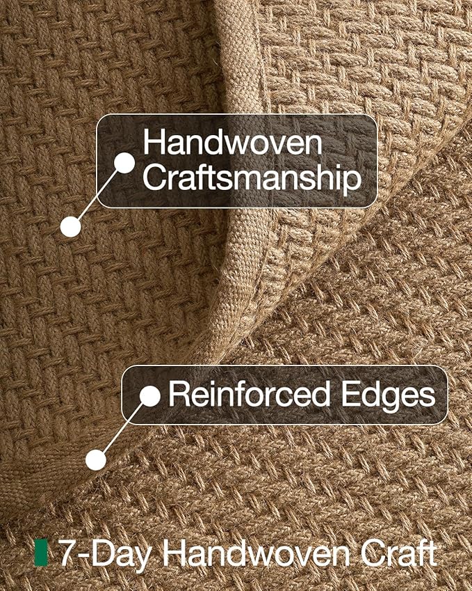 LUMI 6x9 Jute Area Rug for Living Room, Natural Handwoven Rugs Non Slip, Farmhouse Braided Carpets No Shedding for High Traffic, Dining Room, Indoor, Outdoor, Patio