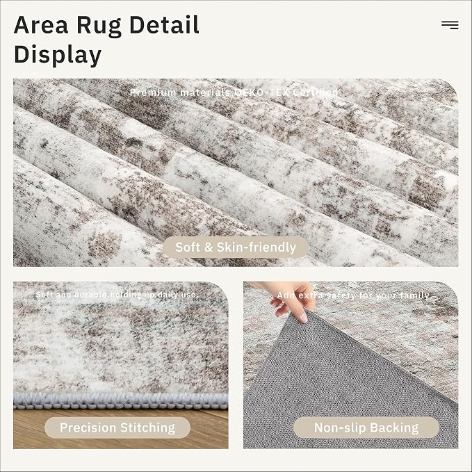 Soalmost Runner Rug 2x10 Washable Non-Slip Hallway Runner Rugs for Kitchen Bathroom Laundry Room Pink/Grey Vintage Floor Carpet Runners for Hallways Entryway