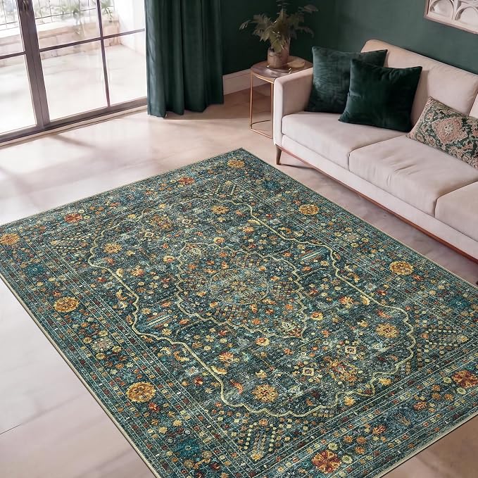 Keen Home Design 3x5 Rug - Machine Washable Entry Rug with Non-Slip Backing, Ideal for Enteryway, Kitchen, Bathroom, Laundry Room - Vintage, Easy Clean, Durable, Low Pile Rug - (3' x 5')