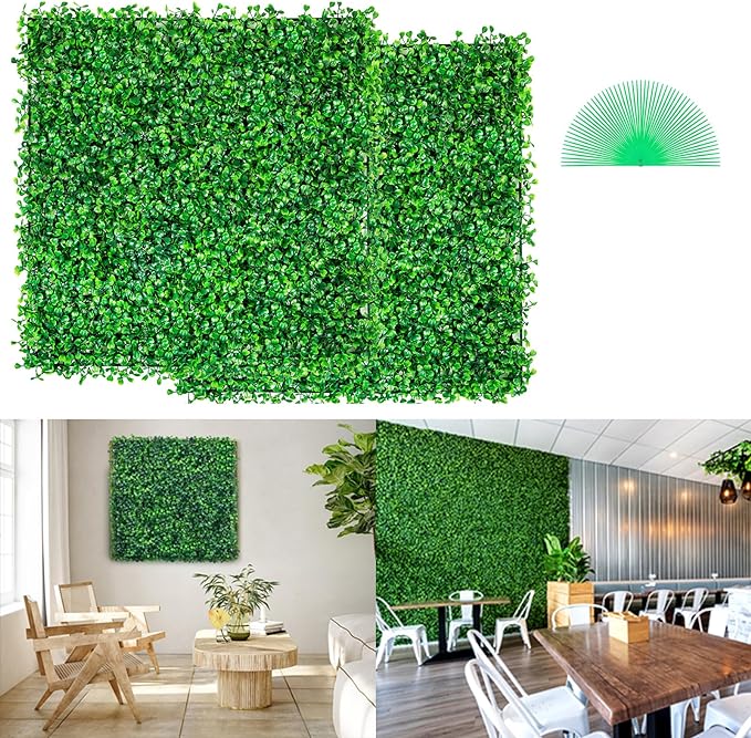 VEVOR Artificial Boxwood Panels,12PCS 10x10 inch, Artificial Grass Backdrop Wall Boxwood Hedge Wall Mat, Privacy Hedge Screen UV Protected for Outdoor Indoor Garden Fence Backyard