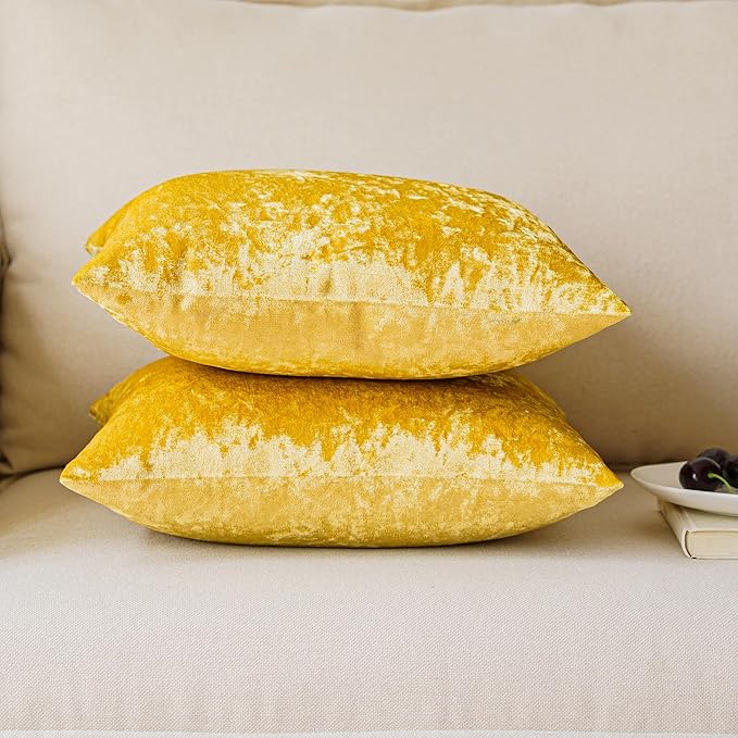 NiNi ALL Decorative Throw Pillow Covers Pack of 2, Velvet Throw Pillow Cases for Couch Pillows Cover Bedroom Living Room Outdoor Pillow Covers 22x22 Inch Gold