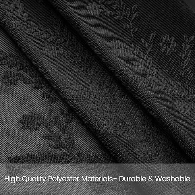 WAZZIO Boho Lace Curtains 84 Inch -Vintage Victorian Sheer Panel Drape Floral Pattern & Tassel Light Filtering Privacy for Bedroom Dining Living Room,Black Gothic Halloween Decor,2 Panels,W52 x 84L