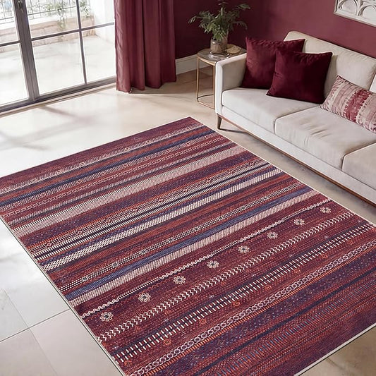 Keen Home Design 48"x72" Rug - Machine Washable Area Rug with Non-Slip Backing, Ideal for Living Room, Dining Room, Bedroom - Vintage, Easy Clean, Durable, Low Pile Rug - (4' x 6')