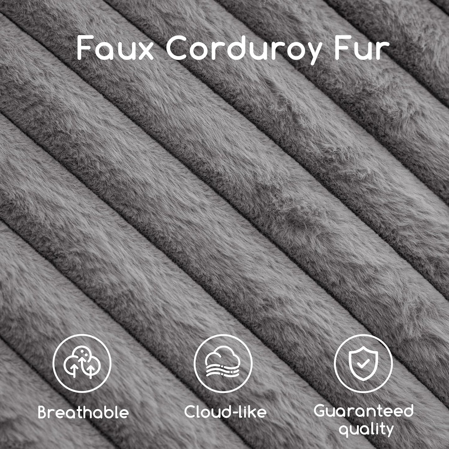 HIGOGOGO Round Stuffed Pouf Ottoman, Stripe Faux Fur Poufs with Foam Chunk Filling, Furry and Fluffy Pouf Foot Stool Storage Ottoman, 20 X 15 Floor Poufs Foot Rest for Living Room, Grey