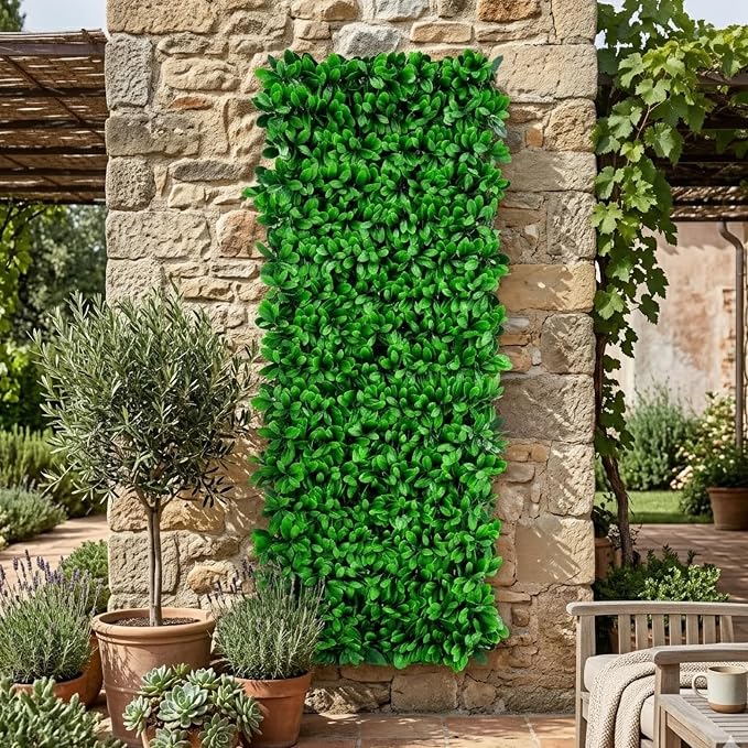 NatraHedge 20''X50'' Artificial Privacy Grass Wall Decor, Laurel Leaf | Faux Trellis, Expandable lattice Panels for Indoor, Outdoor, Garden And Balcony Greenery Wall Fence Screen | UV Resistant