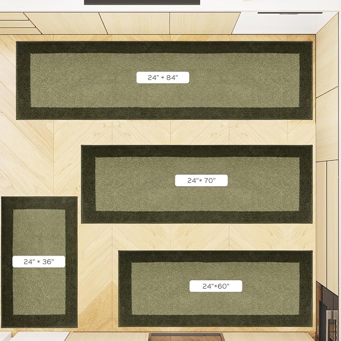 Machine Washable Kitchen Rug 24" x 70", Non Slip Kitchen Mat for Floor, Absorbent Entrance Runner Rug for Bedroom, Hallway, Bathroom, Door (Roll Packing)