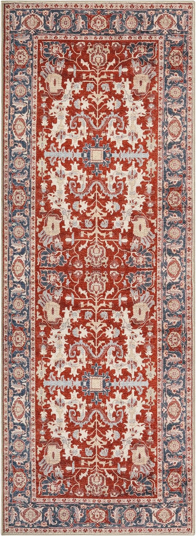 Keen Home Design 30"x84" Rug - Machine Washable Runner Rug with Non-Slip Backing, Ideal for Hallway, Entryway, Kitchen, Laundry Room - Vintage, Easy Clean, Durable, Low Pile Rug - (2'6" x 7')
