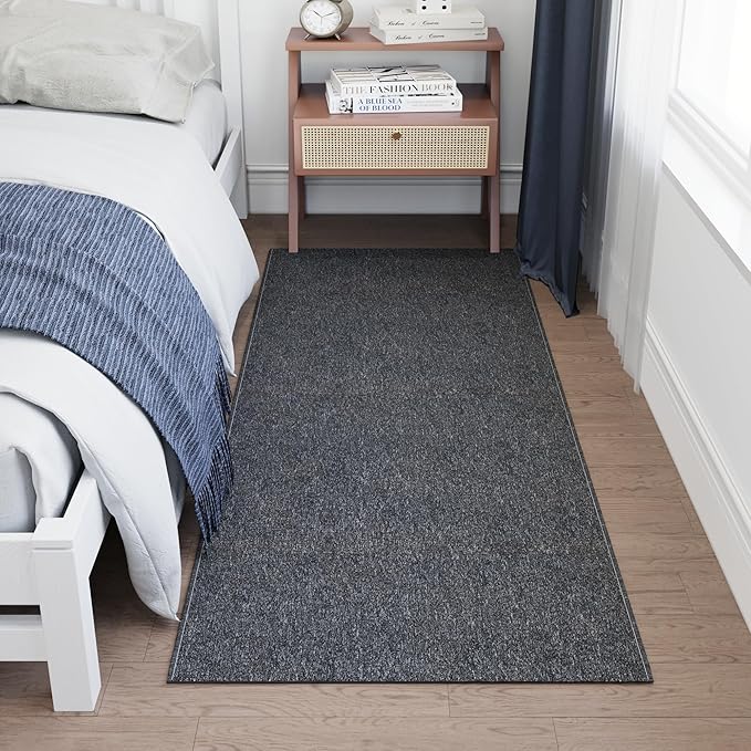 Ottomanson 1'10" x 7' Ultra-Thin Hallway Runner Rug - Durable Non-Slip Carpet for High-Traffic Areas - Fits Under Doors for Seamless Entry - Ideal for Kitchen, Entryway, Bedroom & Living Room, Black