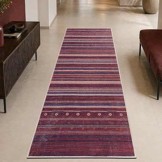 Keen Home Design 30"x120" Rug - Machine Washable Runner with Non-Slip Backing, Ideal for Hallway, Entryway, Kitchen, Laundry Room - Vintage, Easy Clean, Durable, Low Pile Rug - (2'6" x 10')