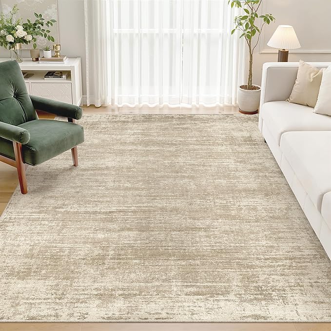 zesthome 5x7 Area Rugs, Modern Washable Rug, Non-Slip Rugs for Living Room, Stain Resistant Abstract Rugs, Ultra-Thin Indoor Area Rug 5x7, Home Decor Beige Rug