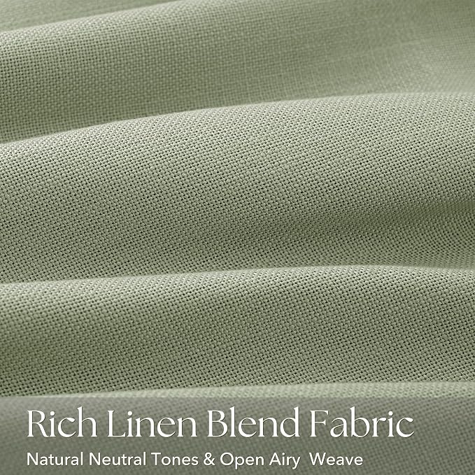 Pinch Pleated Sage Green Curtains 102 inch Long for Living Room 2 Panel Set Light Fitering Semi Sheer Light Green Linen Curtain with Pleat Hooks Rustic Farmhouse Sage Drapes Length 40"x102"