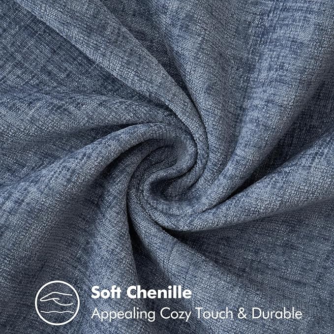 MIULEE Pack of 2 Couch Throw Pillow Covers 16x16 Inch Dark Grey Blue Farmhouse Decorative Pillow Covers with Stitched Edge Soft Chenille Solid Dyed Pillow Covers for Sofa Bed Living Room