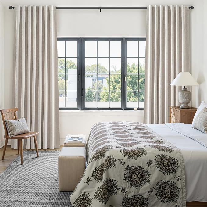 QJmydeco Earthy Extra Long 132 Inch Blackout Curtains for Summer Heat, Drop Cloth Curtains Farmhouse Sound Proof Drapes Privacy Room Divider Pleat Ceiling Track Burg Bedroom 11ft(W50 xL132 2 Panels)