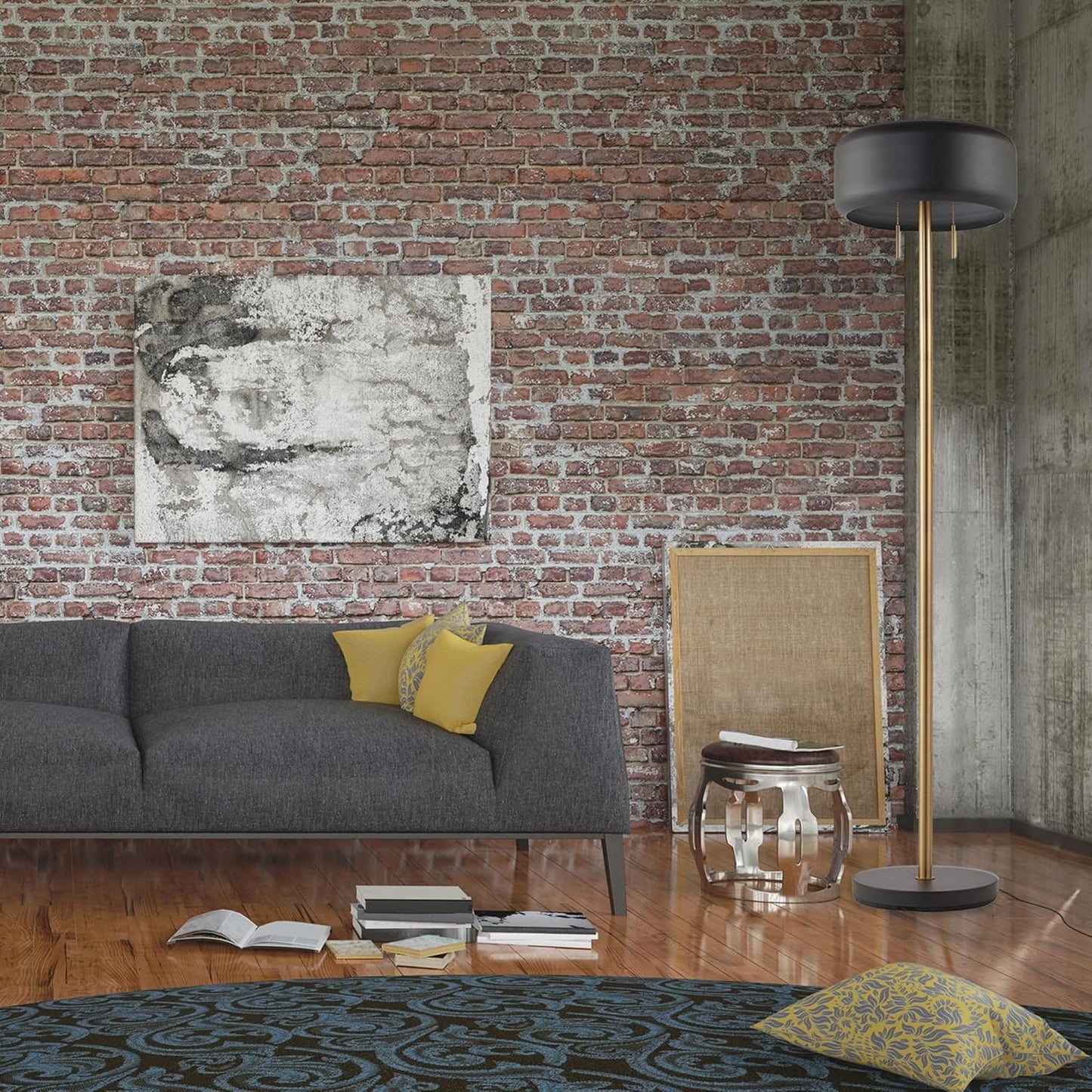 GLOBE Electric 67346 Novogratz x Floor Lamp, Dark Gray